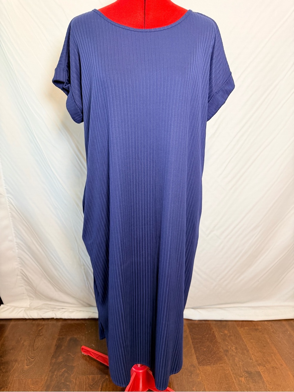 entro Blue Ribbed Maxi Dress Large